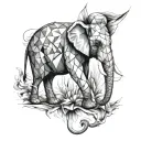 elephant in a carved or faceted design similar to a cut crystal tattoo design idea