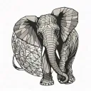 elephant in a carved or faceted design similar to a cut crystal tattoo design idea