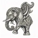elephant in a carved or faceted design similar to a cut crystal tattoo design idea