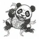 angry panda and frog tattoo design idea