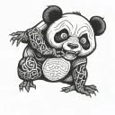 angry panda and frog tattoo design idea