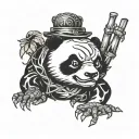 angry panda and frog tattoo design idea