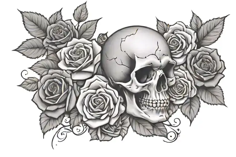 Skulls and roses with the name ALEX  tattoo design idea