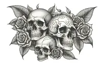 Skulls and roses with the name ALEX  tattoo design idea