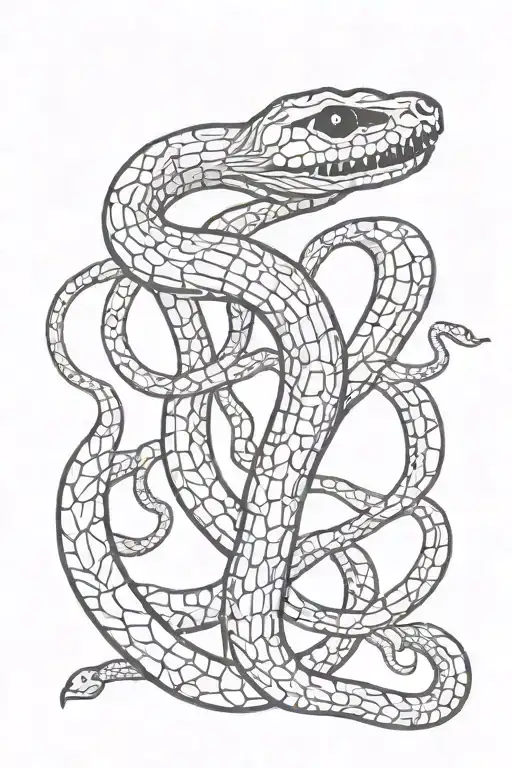 a snake chocking skeleton hand tattoo design idea