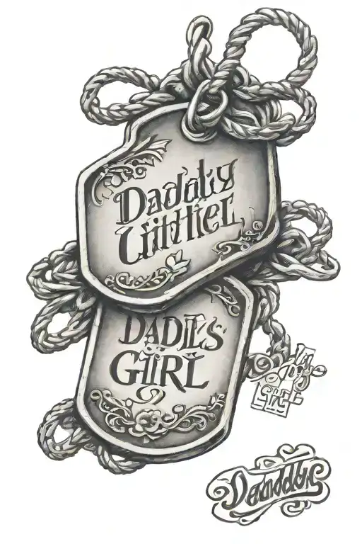 Marone's dog tags handing, saying "Daddy's little girl" tattoo design idea