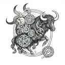 A celestial themed tattoo incorporating the zodiac signs of Taurus, Capricorn, and Leo to represent the strong bond between a mother and her sons tattoo design idea