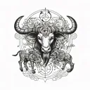 A celestial themed tattoo incorporating the zodiac signs of Taurus, Capricorn, and Leo to represent the strong bond between a mother and her sons tattoo design idea