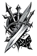 daggers and DnD Dice tattoo design idea