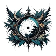 An abstract design symbolizing your diverse interests and hobbies, incorporating elements of ecology, programming, and project management tattoo design idea