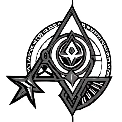 Zelda tri force logo mostly linework but some shading and a nod to arcane hyrulian runes tattoo design idea