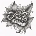 "priscilla" in cursive tattoo design idea