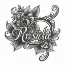 "priscilla" in cursive tattoo design idea