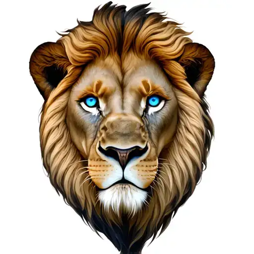 Lions head with blue eyes tattoo design idea