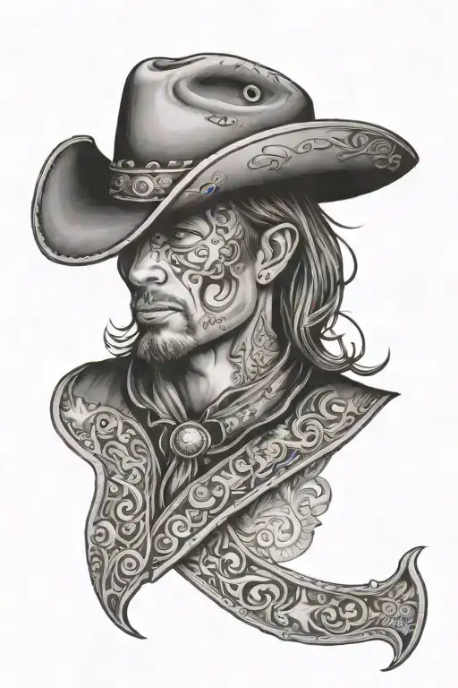 western themed tooled leather tattoo design idea