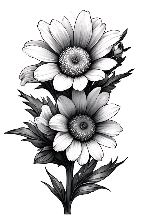 daisy sweet pea and narcissus tattoo design idea