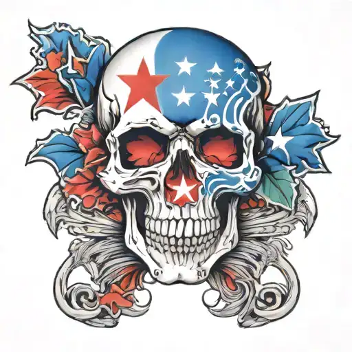 skull Tennessee state flag incorporated tattoo design idea