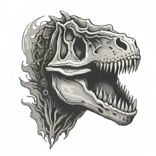 T-Rex skull face tattoo design idea