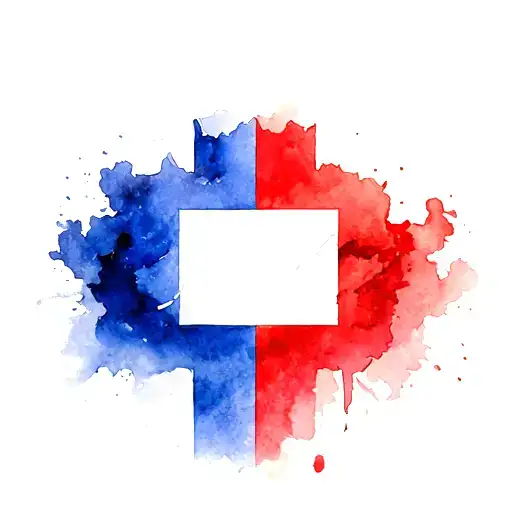 French flag in the background cross of Lorraine Cross Formd tattoo design idea