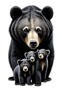 mama bear and three cubs tattoo design idea
