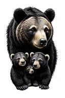 mama bear and three cubs tattoo design idea
