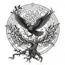 Phoenix Bird Inside A Tree Of Life tattoo design idea