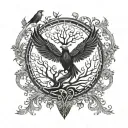 Phoenix Bird Inside A Tree Of Life tattoo design idea