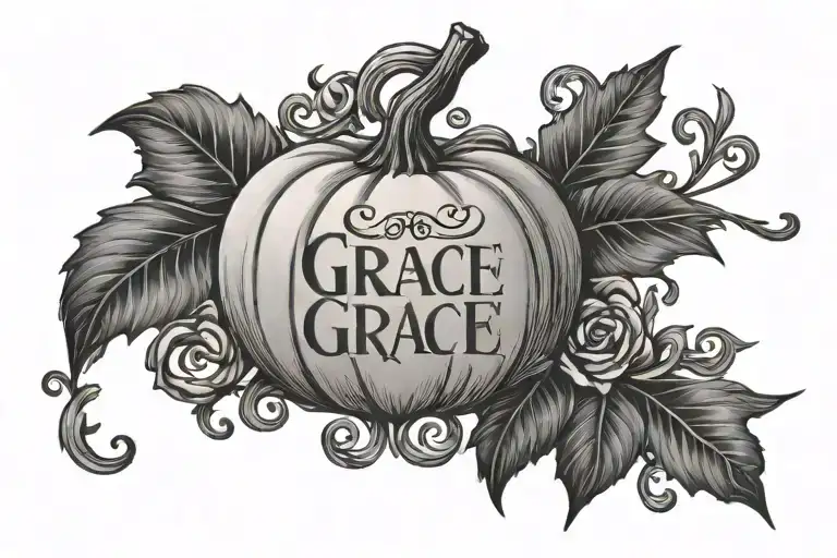 pumpkin with Grace name tattoo tattoo design idea