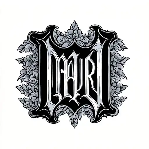 the word MAURI W in old English in a straight line  tattoo design idea