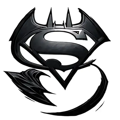 batman and superman symbols with a african twist inspired tattoo design idea