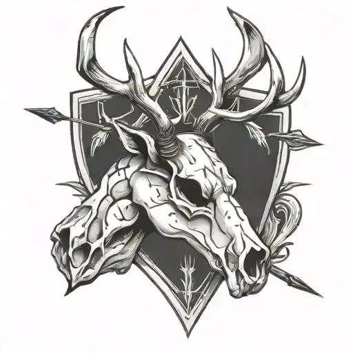 Deer Skull With Arrow tattoo design idea