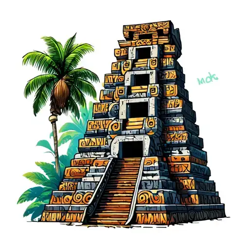 guatemalan mayan and temple tribal tikal tattoo design idea