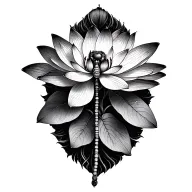 lotus dragonfly resting tattoo design idea