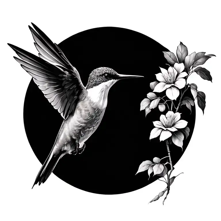 humming bird flying tattoo design idea