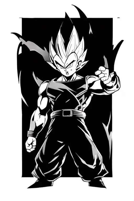 Majin-Vegeta from Dragonball as he says goodbye before killing himself tattoo design idea