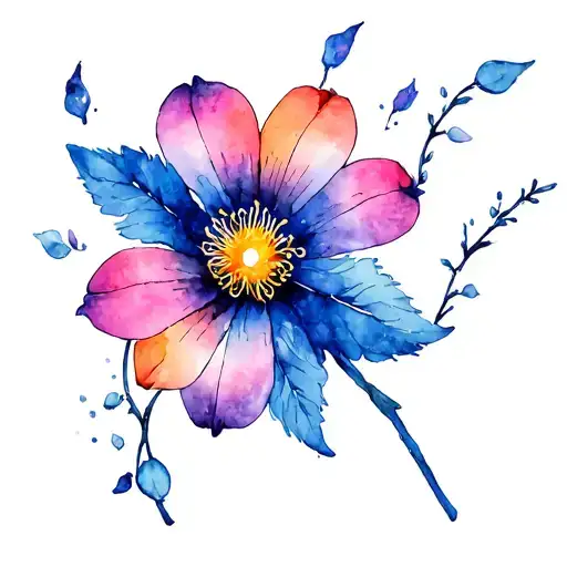 Flower of thought and witch knot has 4 branches tattoo design idea