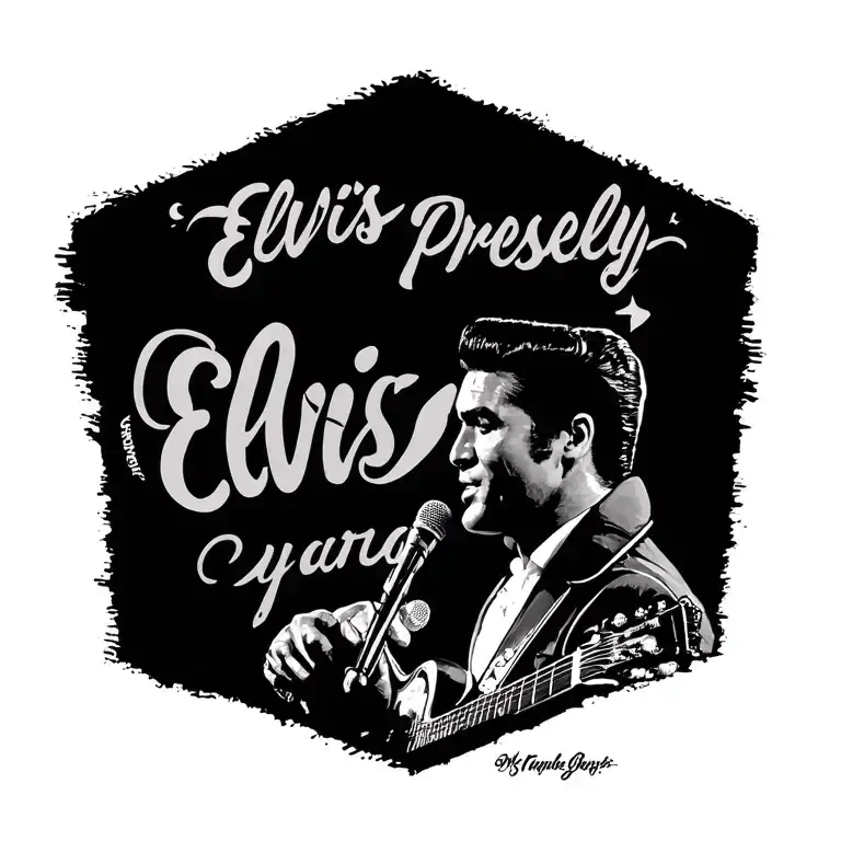 Elvis Presley lyrics with background details tattoo design idea