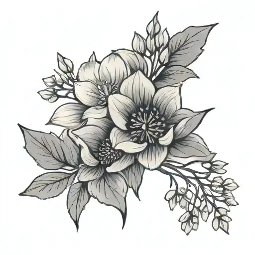 simplified minimalist December birth flower tattoo design idea