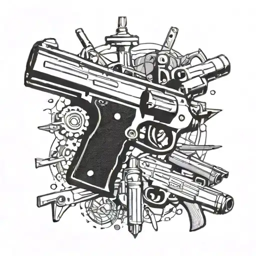 guns and tools tattoo design idea