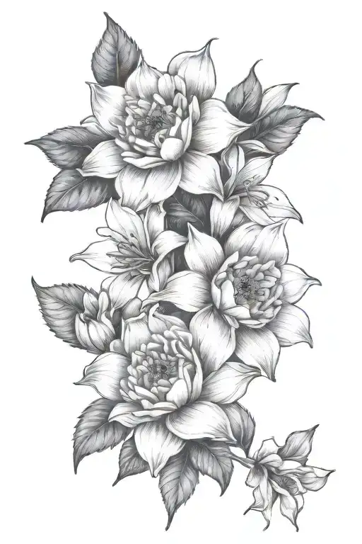 gardenias dahlias sunflower daffodil orchid vine wrapping tattoo design idea