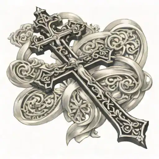 Russian Orthodox cross plus writing to the forgiveness of angels tattoo design idea