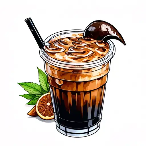 iced coffee tattoo design idea