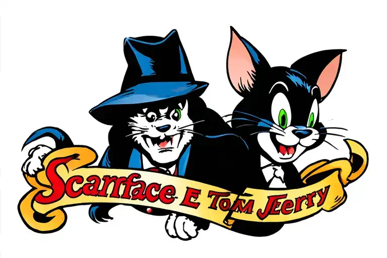 scarface and tom e jerry tattoo design idea