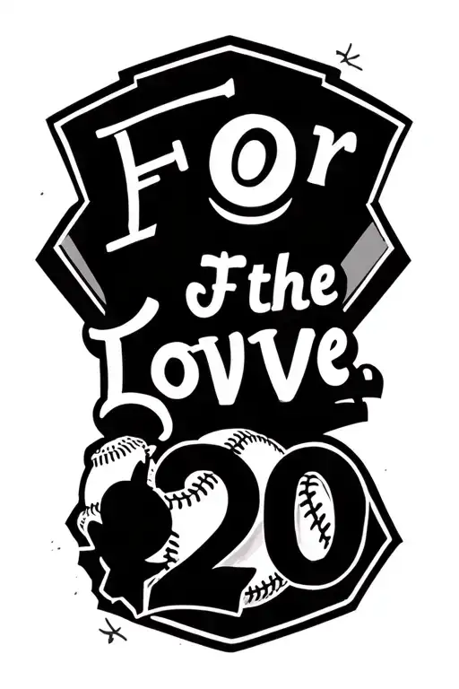 "For the Love…" baseball home plate black and white line with #20 tattoo design idea