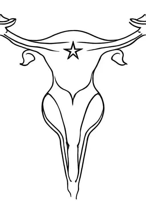 uterus with star tattoo design idea