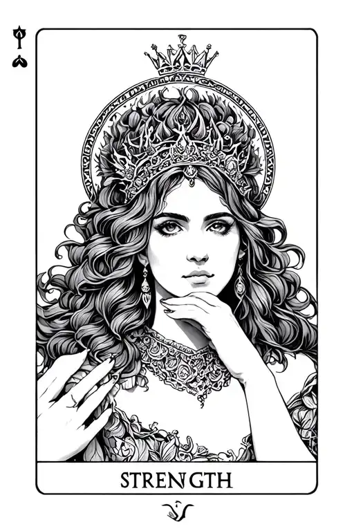 the empress tarot card featuring another below it of the strength  tattoo design idea