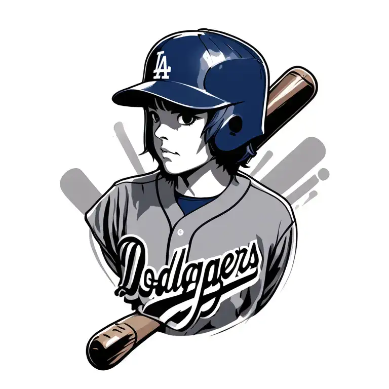 Anime characters as the Los Angeles dodgers tattoo design idea