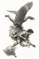 icarus falling getting helped tattoo design idea