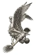 icarus falling getting helped tattoo design idea