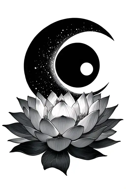 lotus flower moon with a semicolon tattoo design idea